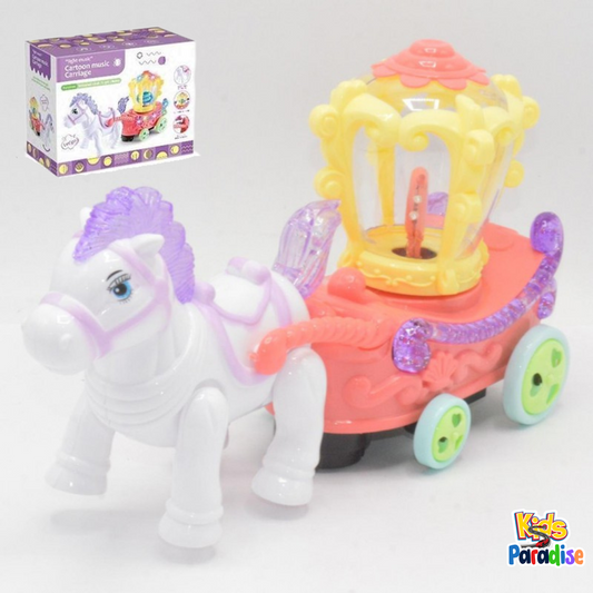 Clever Pony Auto Turns Cartoon Light & Musical Carriage Baggi For Kids