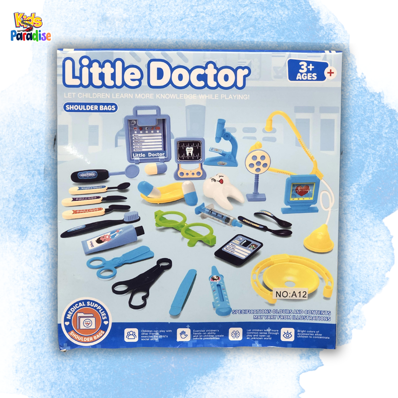Little Doctor Shoulder Bag Set for Kids Medical Kit with 20 pc of Medical Instruments Blue and Pink