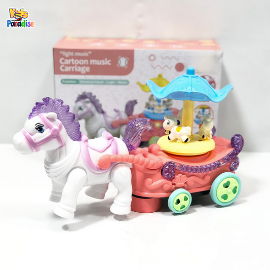 Beautiful Cartoon Light & Musical Carriage Baggy Toy for Kids