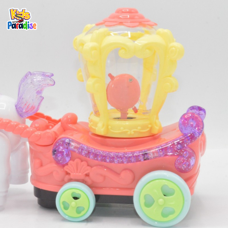 Clever Pony Auto Turns Cartoon Light & Musical Carriage Baggi For Kids