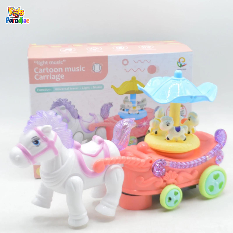 Beautiful Cartoon Light & Musical Carriage Baggy Toy for Kids