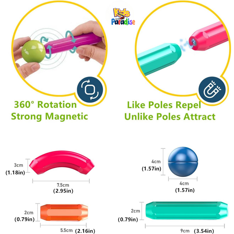 64 Pcs Strong Magnetic Puzzle Sticks Set