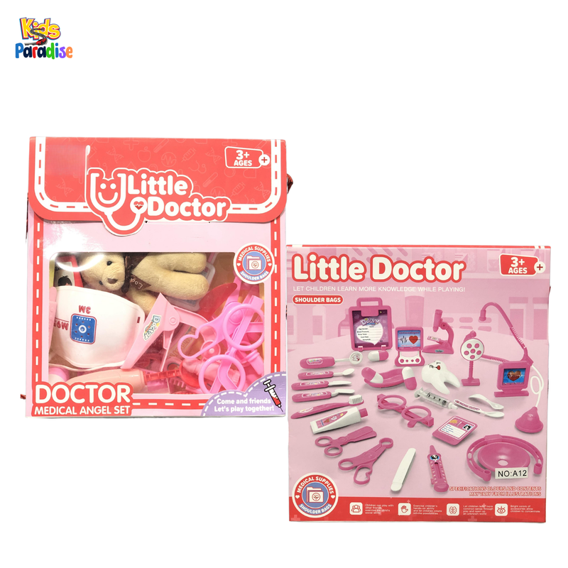 Little Doctor Shoulder Bag Set for Kids Medical Kit with 20 pc of Medical Instruments Blue and Pink