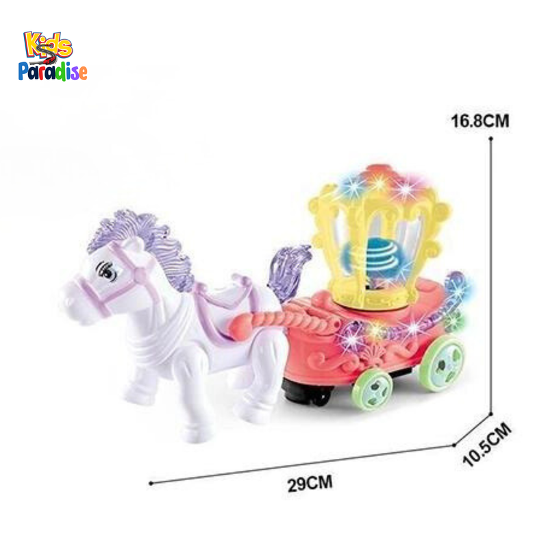 Clever Pony Auto Turns Cartoon Light & Musical Carriage Baggi For Kids