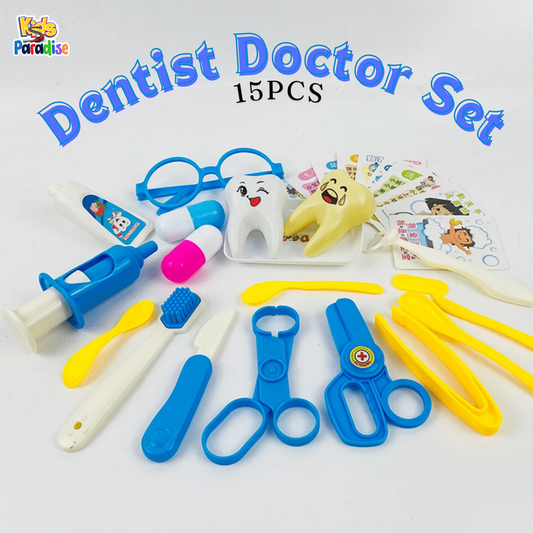 Dentist Doctor Set for Kids Medical Kit with 15pc of Dental Instruments Blue