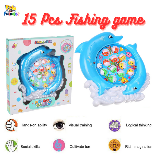 12 Pcs Fish Game Electric Musical Fishing Toy - 7705-2B Blue