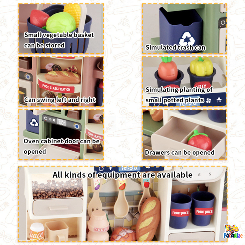 Kitchen Playset with Cereal Container & Mini Planter Kitchen Toy for Girl KITCHEN SET 42T-3