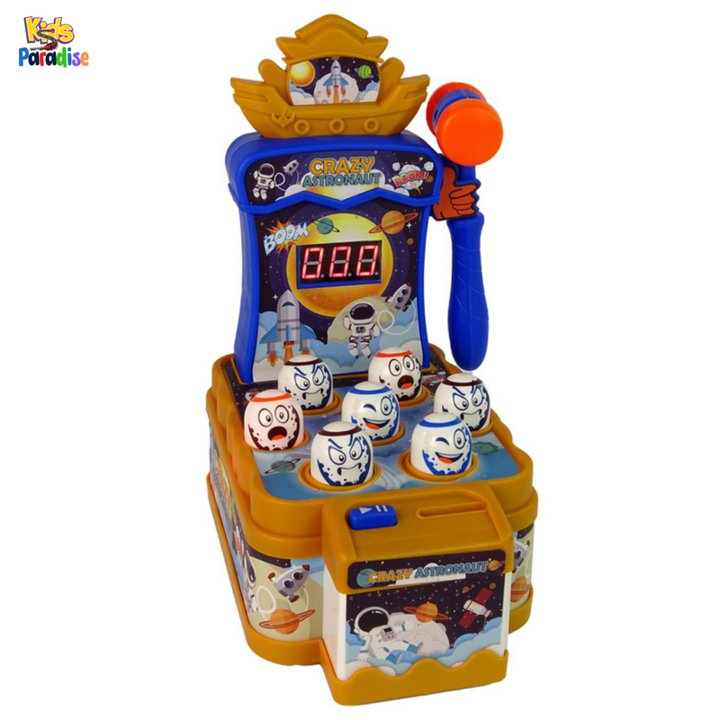 Kids Crazy Astronaut Mole Attack Hammer Game Toy Mini Mole Machine and Pounding Toy with Light and Sound