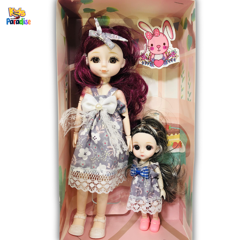 12 inch Lovely Stylish Girl Dolls With Small Baby Doll Set Perfect Gift For Girls