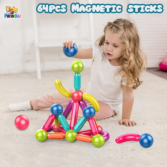 64 Pcs Strong Magnetic Puzzle Sticks Set