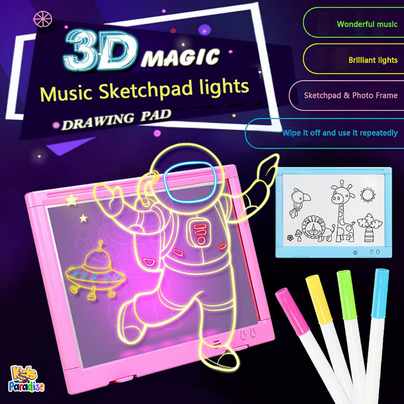 14" Colourful Magic Board Light Up Music Drawing Pad