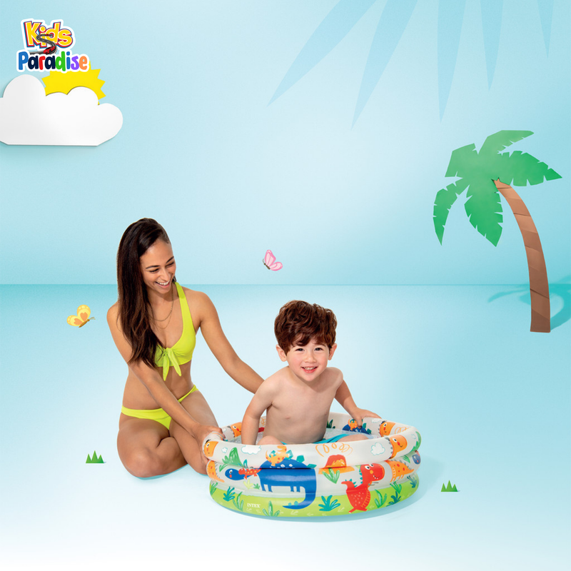 Intex Dinosaur 3 Ring Baby Swimming Pool (24" Depth x 8" Height) 57106