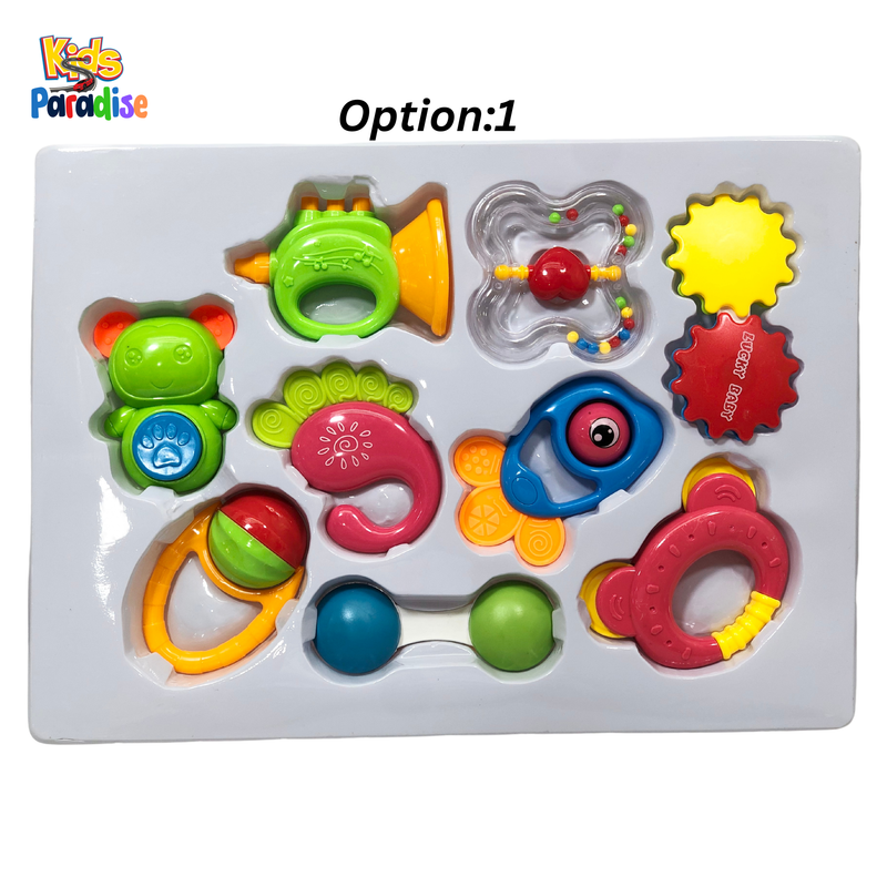 9 Pcs Baby Rattles Set Box For Kids - Assorted