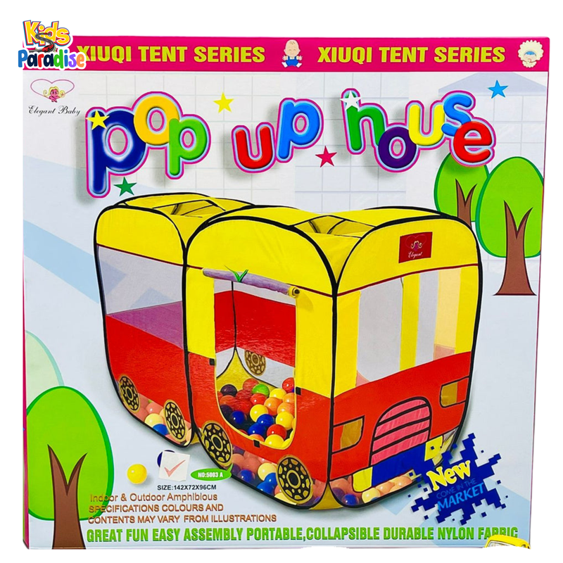 Kids Bus Shape Pop Tent Foldable Camp House For Boys and Girls