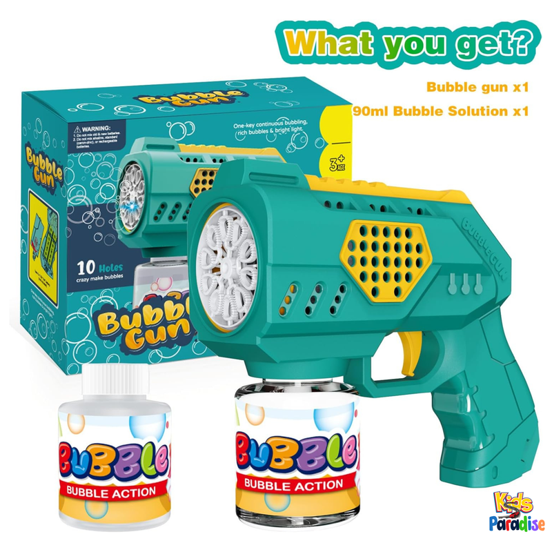10 Hole Bubble Gun Led Dino Blasters for Kids