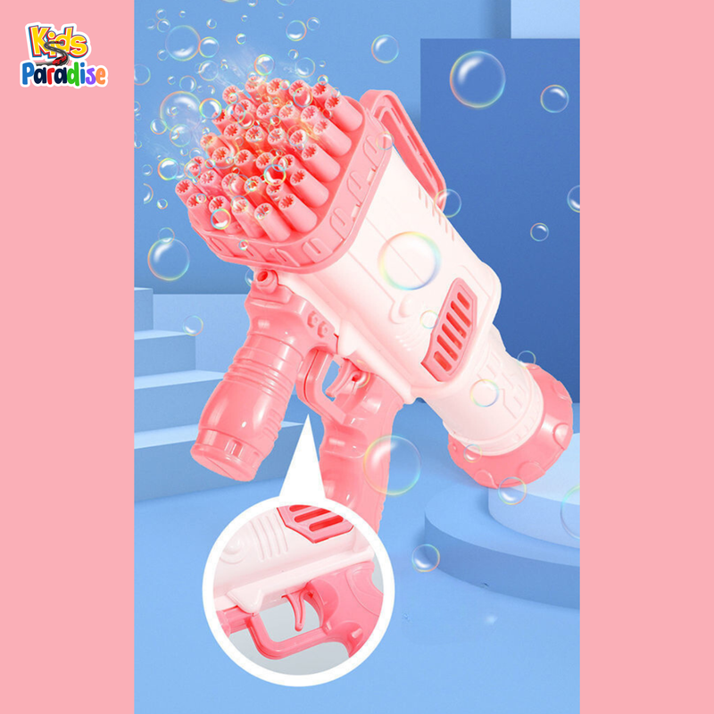 36 Holes Super Rocket Bubble Making Toy Gun with Bubble Solution Water Gun in Blue and Pink Colour