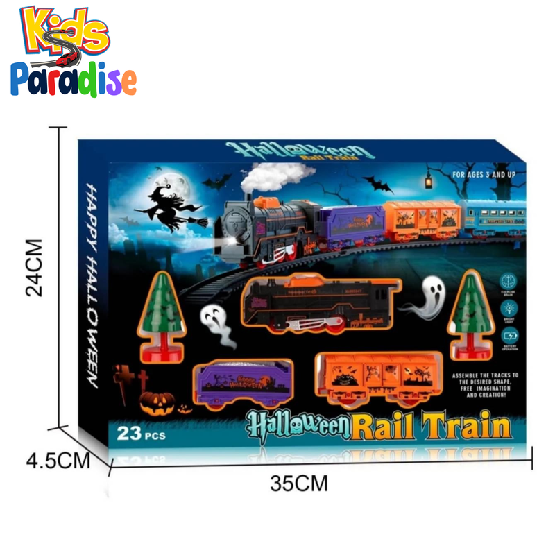 24Pcs Halloween Theme Rail Track Train Set 4299-69 with Sound and Light