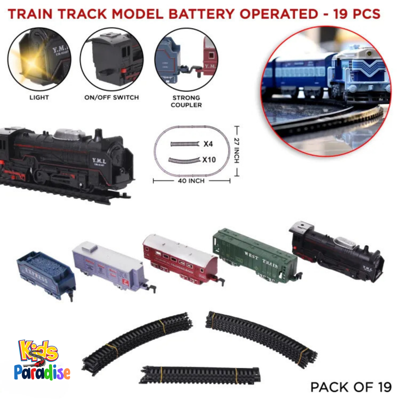 19 Pcs Track Car Model Model Train Set 2215-3 with Sound & Light Music