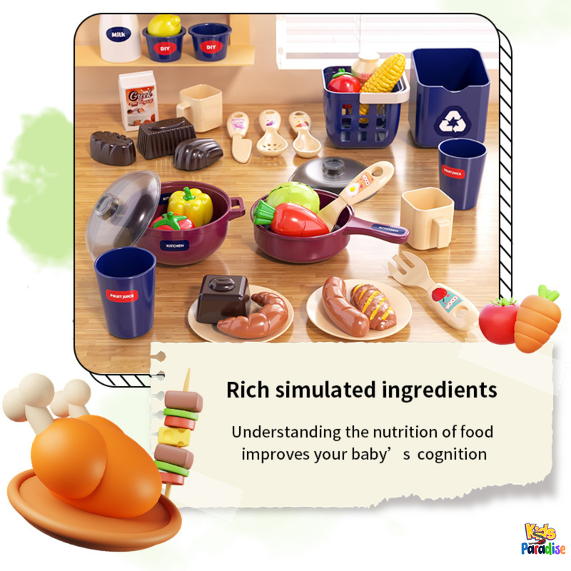 Kitchen Playset with Cereal Container & Mini Planter Kitchen Toy for Girl KITCHEN SET 42T-3