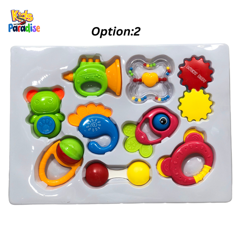 9 Pcs Baby Rattles Set Box For Kids - Assorted