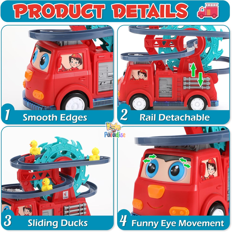 Flexible Duck Swivel Slide Fire Rail Car With Sound And Light