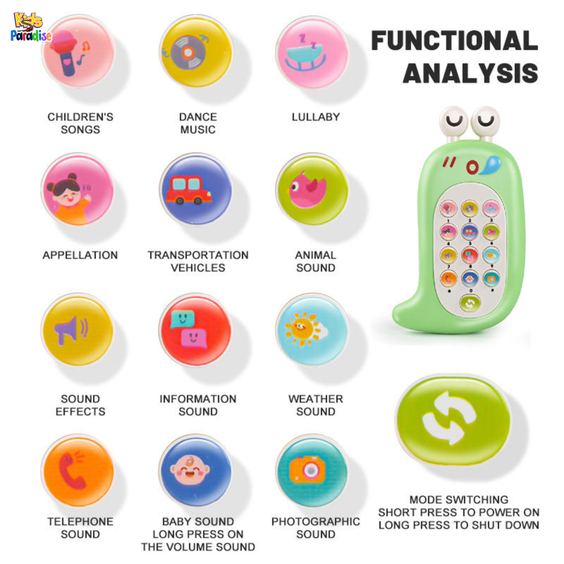 Baby Puzzle Cute Music Snail Mobile Phone Children's Toy Bite able Toddler Multiple Function Phone