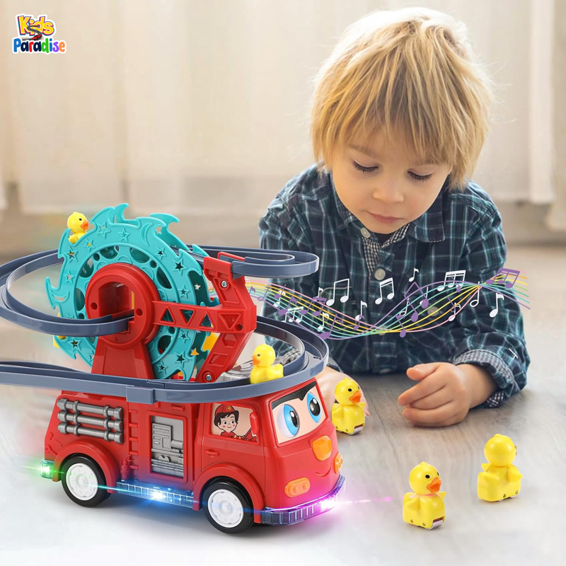 Flexible Duck Swivel Slide Fire Rail Car With Sound And Light