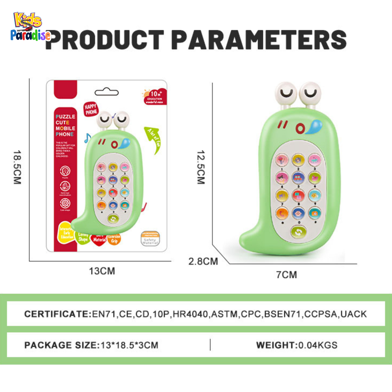 Baby Puzzle Cute Music Snail Mobile Phone Children's Toy Bite able Toddler Multiple Function Phone