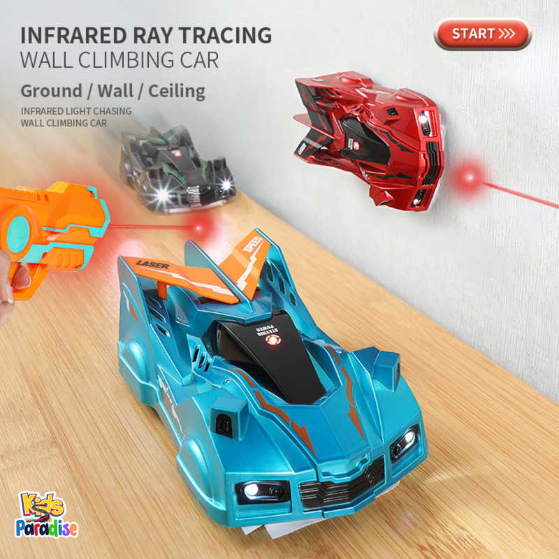 Infrared Ray Tracking Wall Climbing Car With Laser Gun 360° Rotating