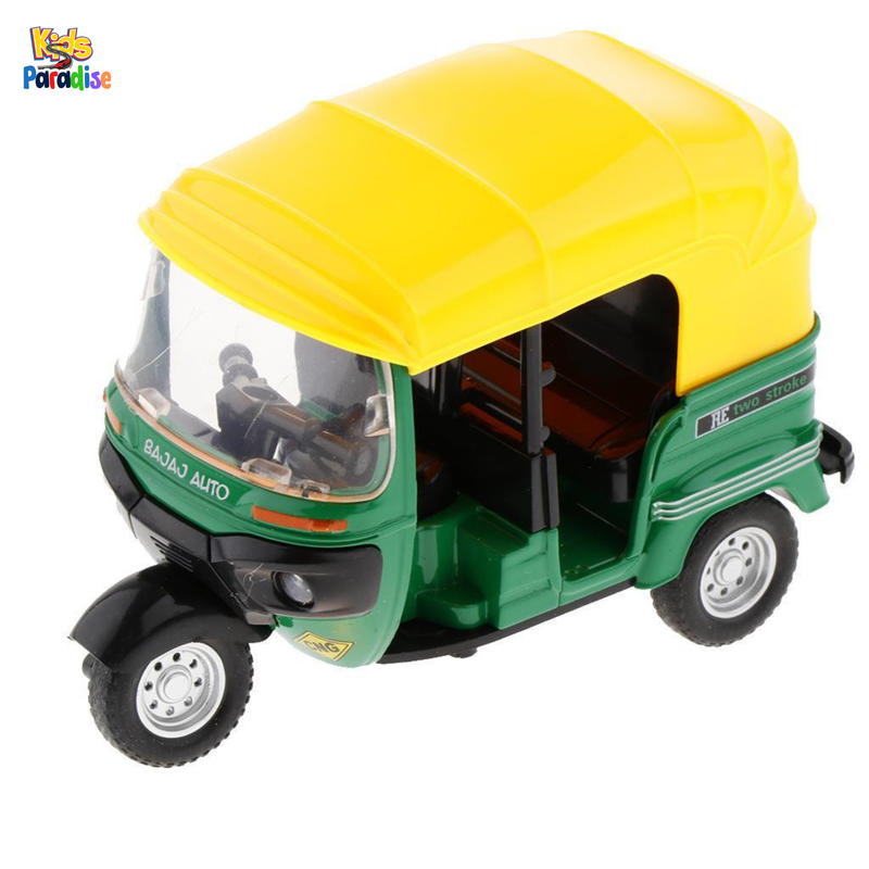 1:14 Scale Simulated Alloy Indian Auto Rickshaw Bike Diecast Model Green & Black