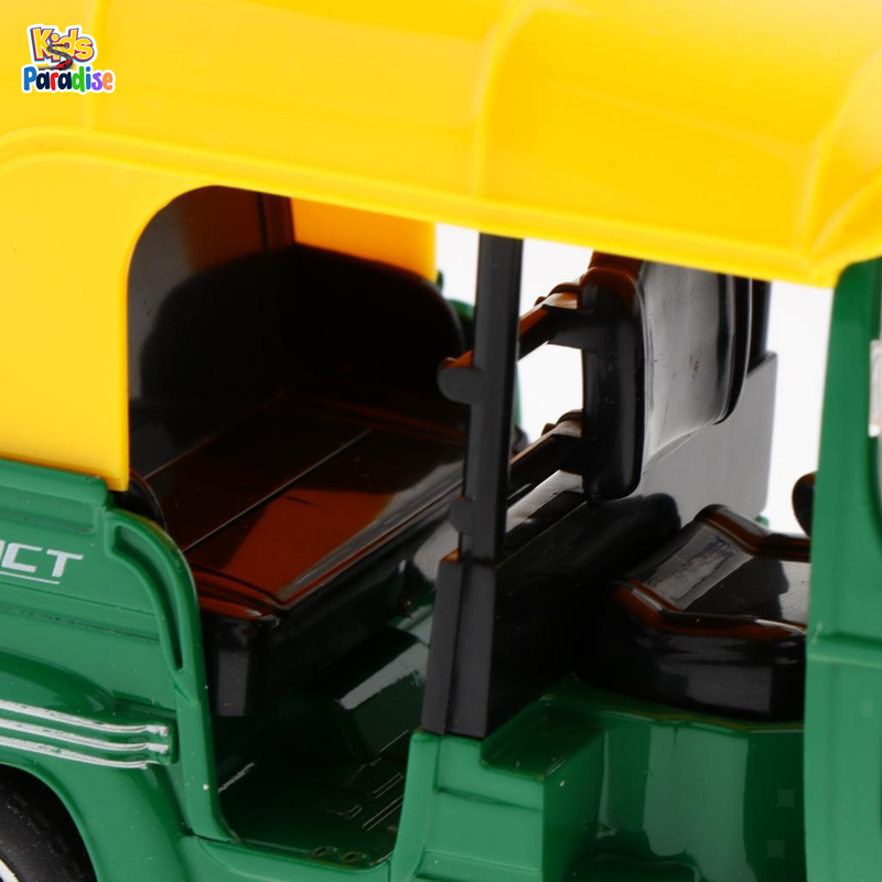 1:14 Scale Simulated Alloy Indian Auto Rickshaw Bike Diecast Model Green & Black