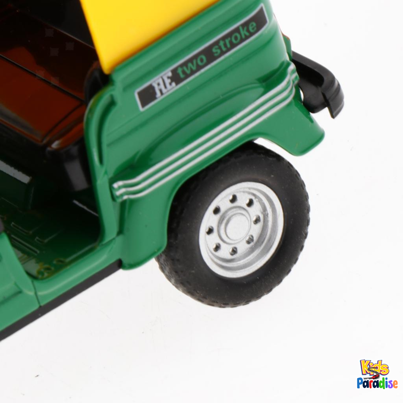 1:14 Scale Simulated Alloy Indian Auto Rickshaw Bike Diecast Model Green & Black