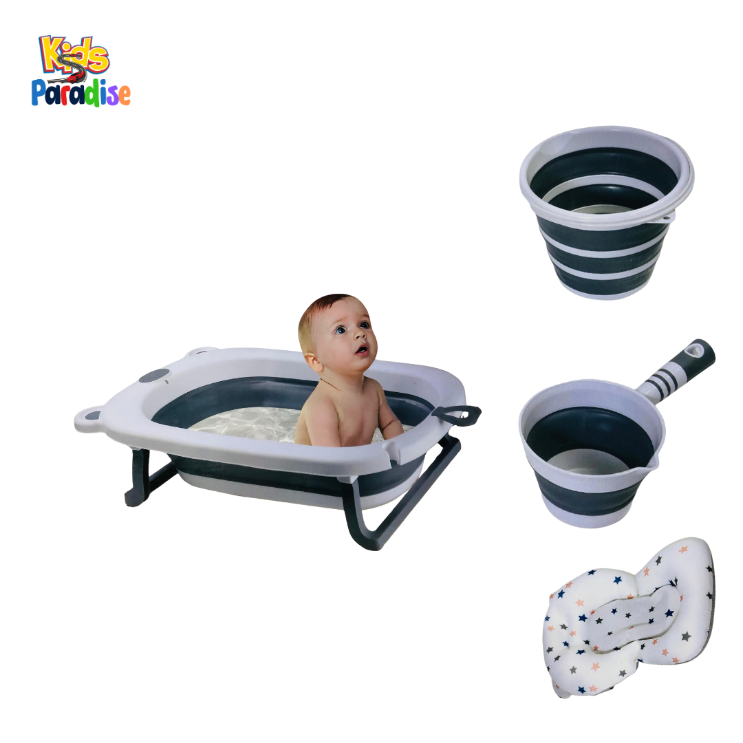 4-in-1 Children Folding Tub – Portable, Space-Saving Baby Bath Tub with Accessories