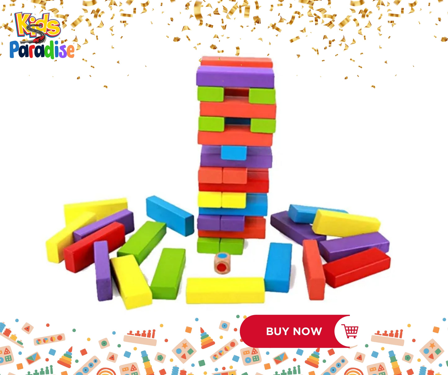 Jenga Wooden Stacking 52 Pieces with 2 Dice.