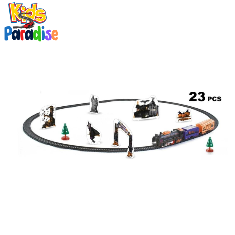 24Pcs Halloween Theme Rail Track Train Set 4299-69 with Sound and Light