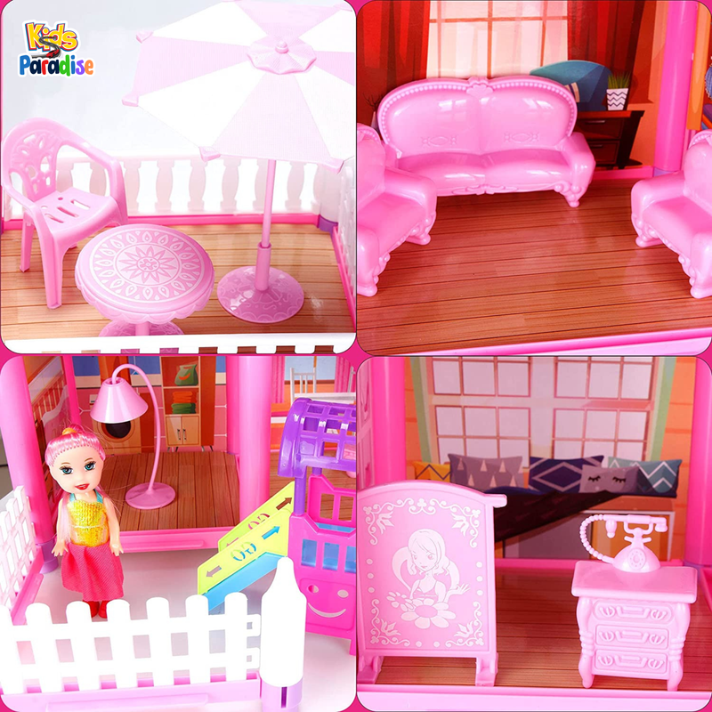 DIY Princess Doll House DSJ-588-26 Big Villa Collocation Home Furniture Puzzle Kit Family Set For Kids Children Girls Gift 201 Pieces