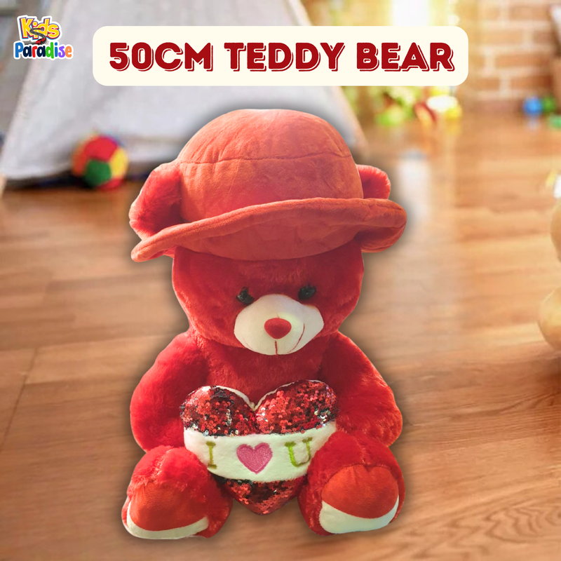50 cm Teddy Bear I love you Heart and Cap Stuffed Plush Toy Cute Gift