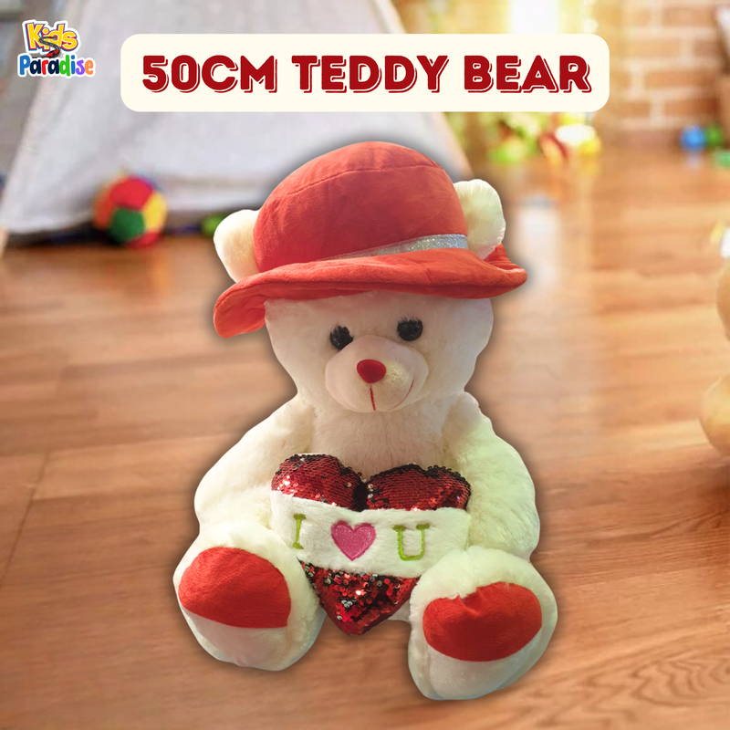 50 cm Teddy Bear I love you Heart and Cap Stuffed Plush Toy Cute Gift