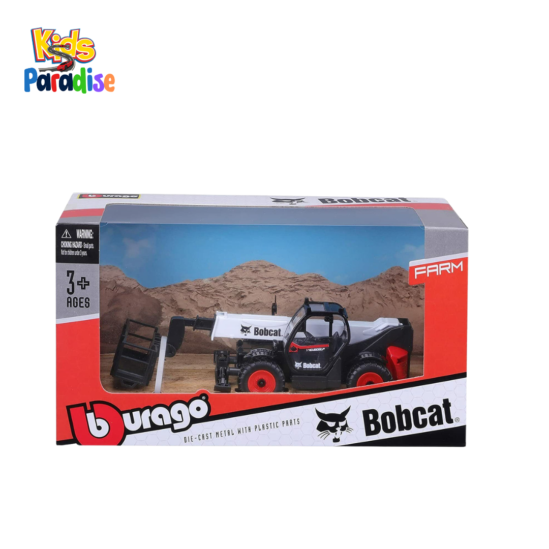 Bburago Bobcat T40.180SLP Telehandler with Man Platform 1:50 Scale Diecast Farm Model White and Black
