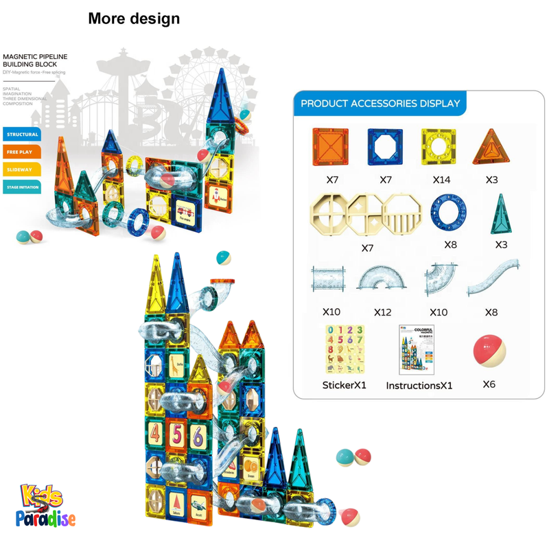 42 Pcs Set 3D Colorful Magnetic Tiles Building Blocks for Kids - 9916