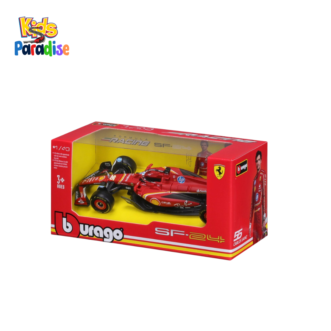 Bburago Ferrari F1 SF-24 Scuderia Carlos Sainz #55 1:43 Scale Diecast Racing Car Model Red