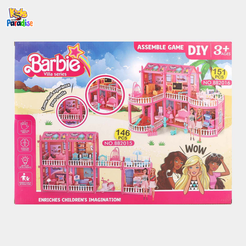 166 Pcs DIY Barbie Villa Series Princess Doll House BB-2017