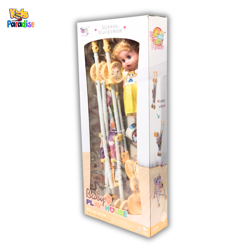 Play Doll Baby with Stroller and Accessories For Girls - 8832-7