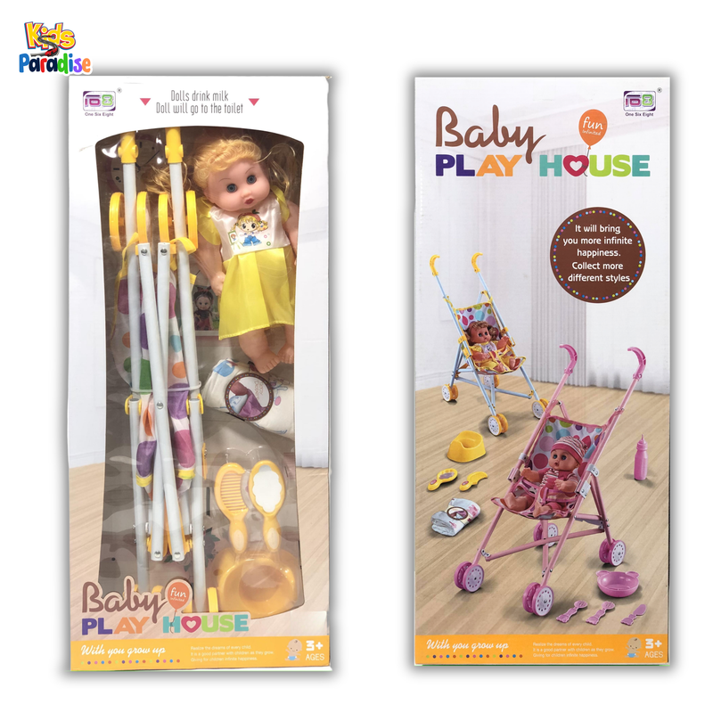 Play Doll Baby with Stroller and Accessories For Girls - 8832-7