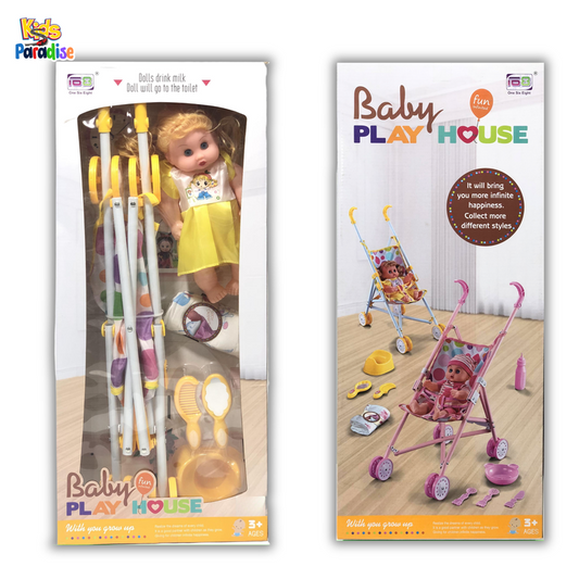 Play Doll Baby with Stroller and Accessories For Girls - 8832-7