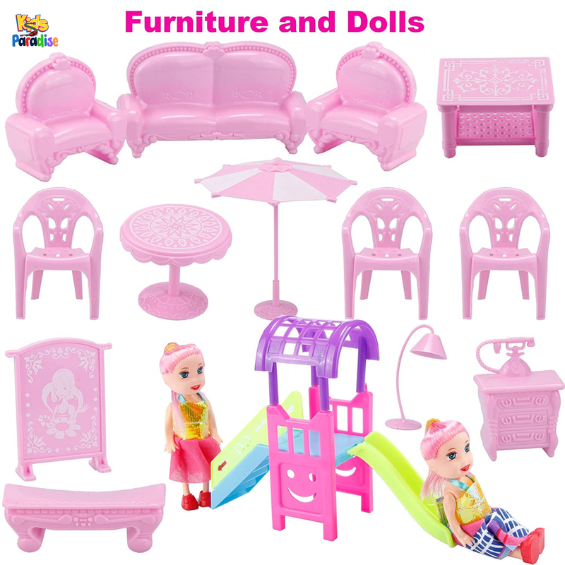 DIY Princess Doll House DSJ-588-26 Big Villa Collocation Home Furniture Puzzle Kit Family Set For Kids Children Girls Gift 201 Pieces