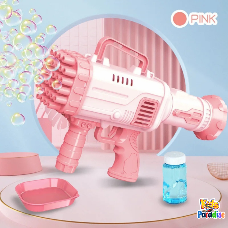 36 Holes Super Rocket Bubble Making Toy Gun with Bubble Solution Water Gun in Blue and Pink Colour