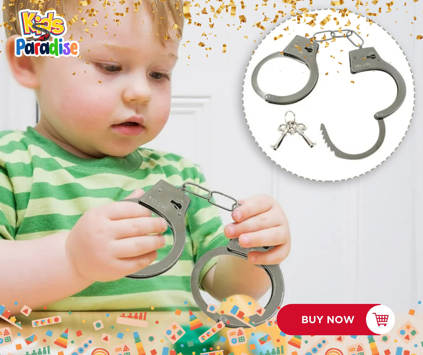 Metal Handcuffs with Keys Kid-Sized