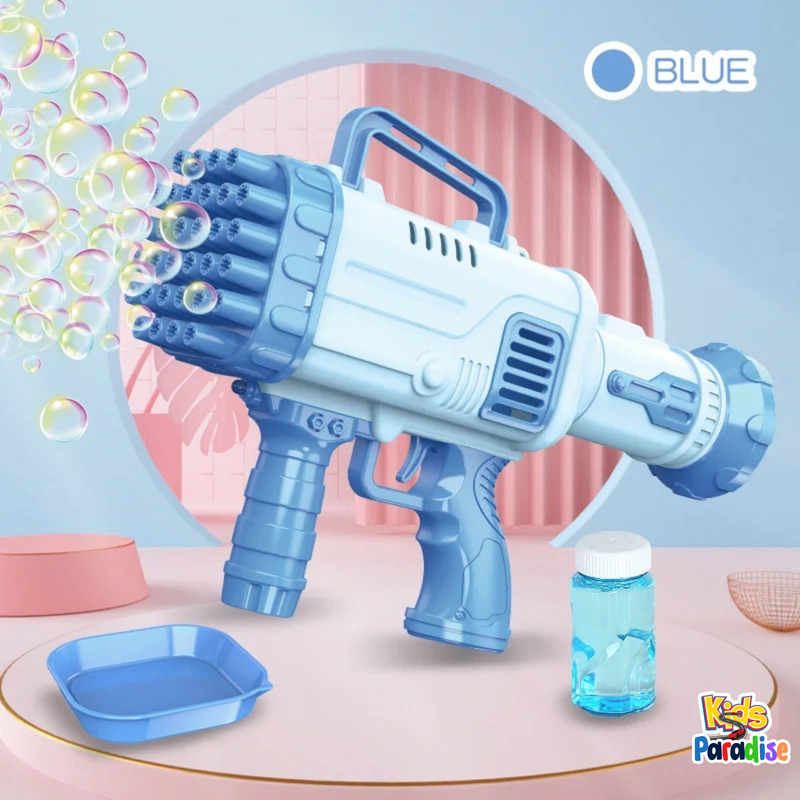 36 Holes Super Rocket Bubble Making Toy Gun with Bubble Solution Water Gun in Blue and Pink Colour