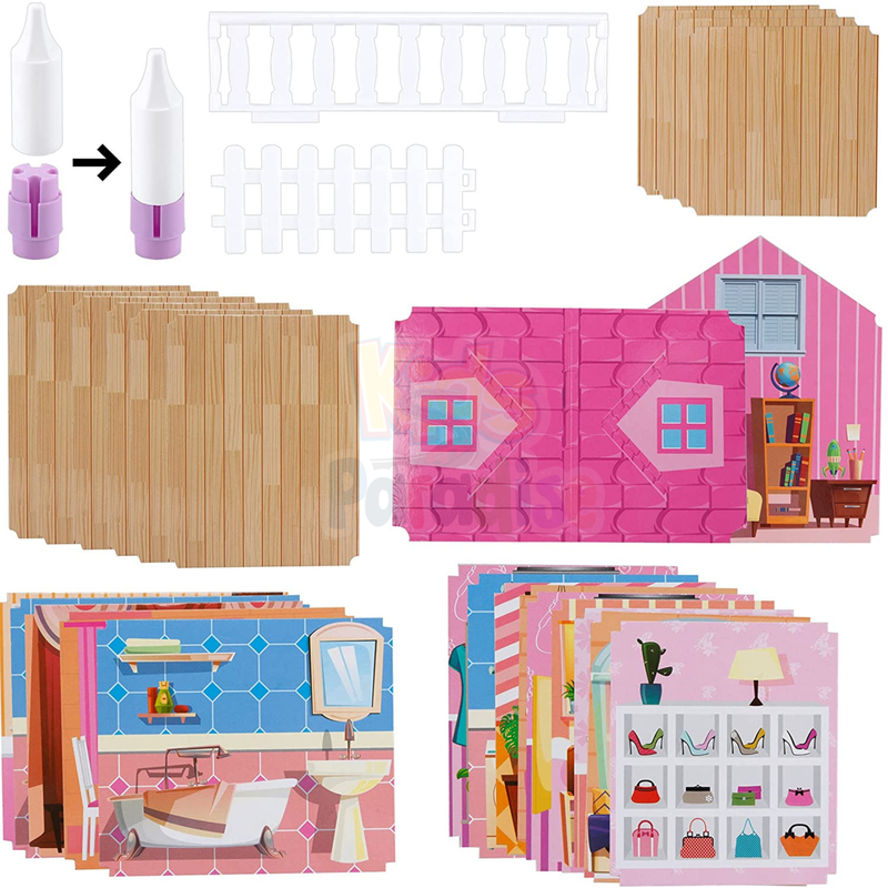 DIY Princess Doll House DSJ-588-26 Big Villa Collocation Home Furniture Puzzle Kit Family Set For Kids Children Girls Gift 201 Pieces